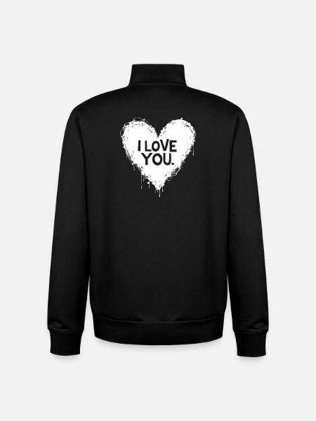 Je t’aime, blanc - Sweat zippé unisexe en coton bio Stanley/Stella - noir