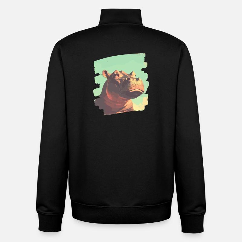 Nilpferd Retro - Unisex Organic Zip Sweatshirt von Stanley/Stella - Schwarz