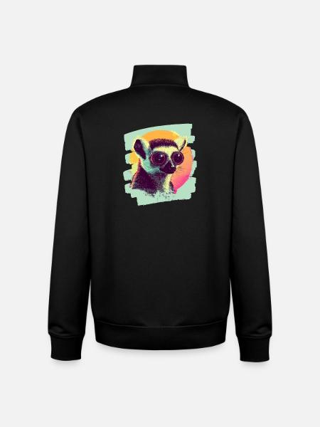 Lémurien - Sweat zippé unisexe en coton bio Stanley/Stella - noir