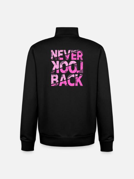 Conception de motivation Never Look Back - Sweat zippé unisexe en coton bio Stanley/Stella - noir
