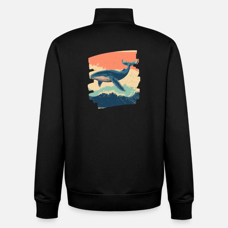 Baleine - Sweat zippé unisexe en coton bio Stanley/Stella - noir