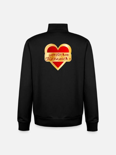 HERZ HERZLICHEN GLÜCKWUNSCH - Unisex Organic Zip Sweatshirt von Stanley/Stella - Schwarz