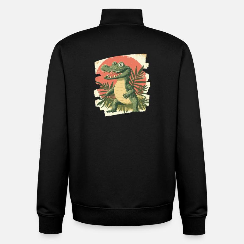 Crocodile - Sweat zippé unisexe en coton bio Stanley/Stella - noir