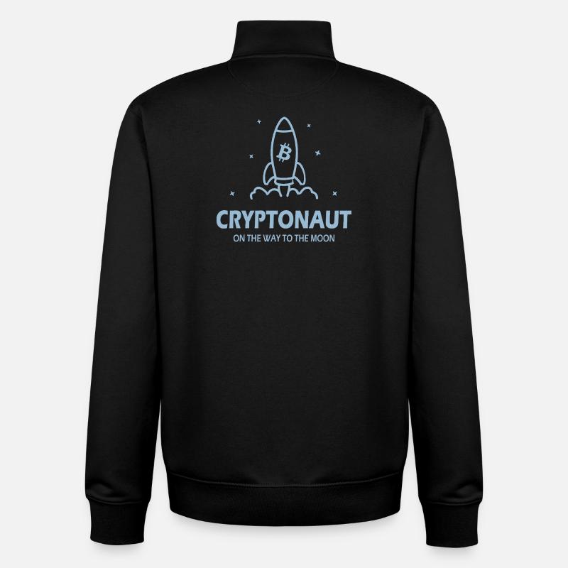 Cryptonaute Bitcoin - Sweat zippé unisexe en coton bio Stanley/Stella - noir