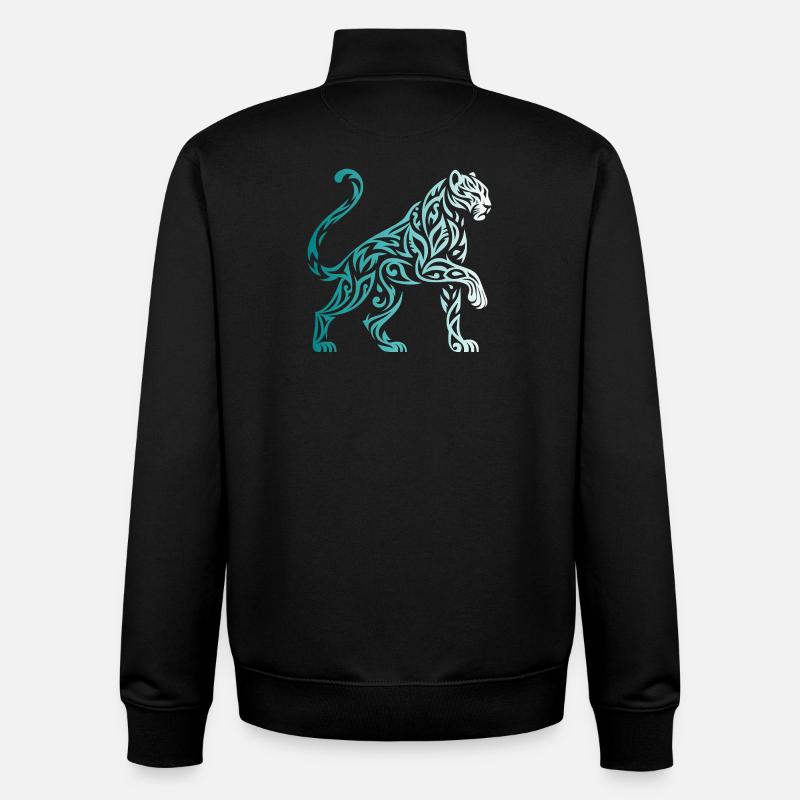 Tribal Panther Gradient Blue White - Unisex Organic Zip Sweatshirt by Stanley/Stella - black