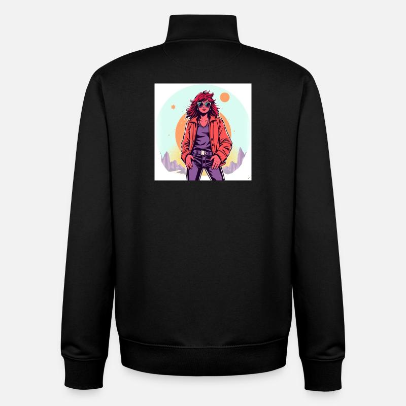 Style des années 90 - Sweat zippé unisexe en coton bio Stanley/Stella - noir