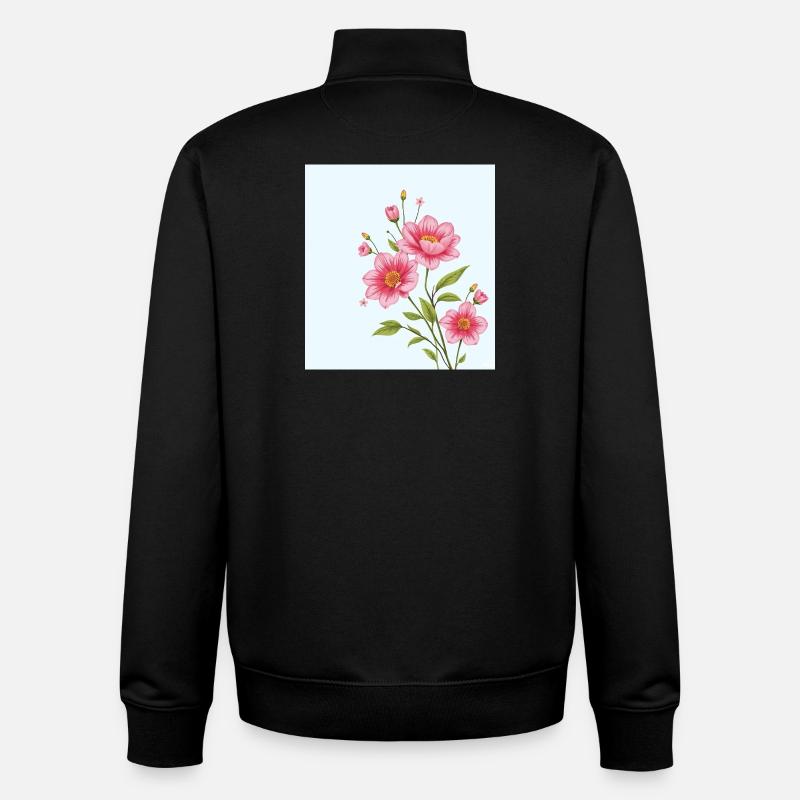 Fleur - Sweat zippé unisexe en coton bio Stanley/Stella - noir