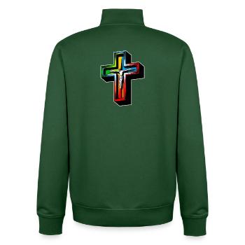 Jesus on the cross - Unisex Organic Zip Sweatshirt by Stanley/Stella - bottle green - Back - AI Model Male 185 dark (185cm)