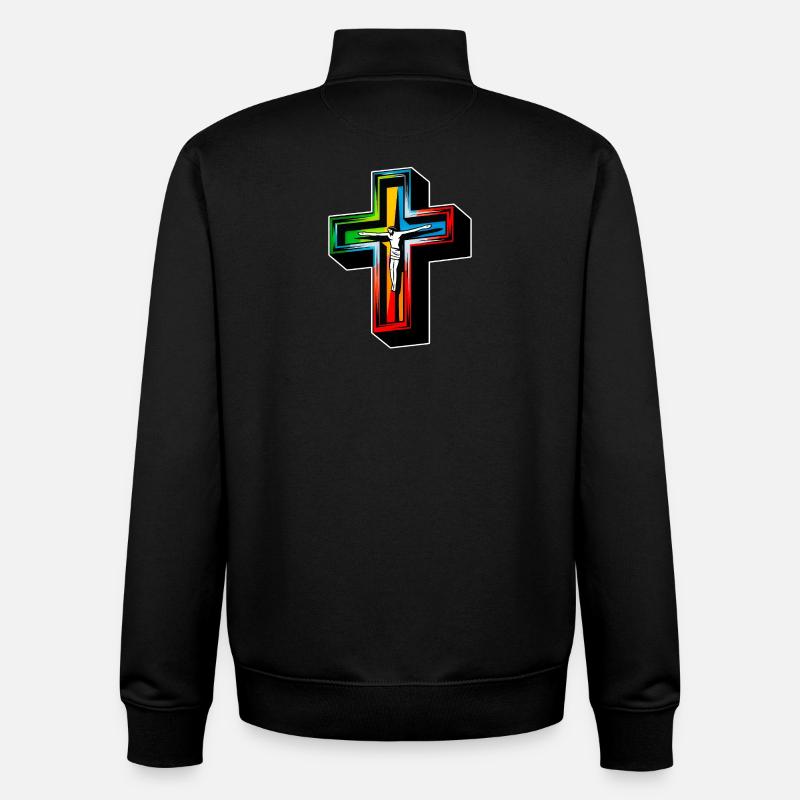 Jesus on the cross - Unisex Organic Zip Sweatshirt by Stanley/Stella - black