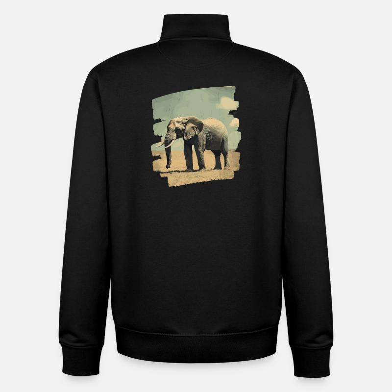 Éléphant - Sweat zippé unisexe en coton bio Stanley/Stella - noir