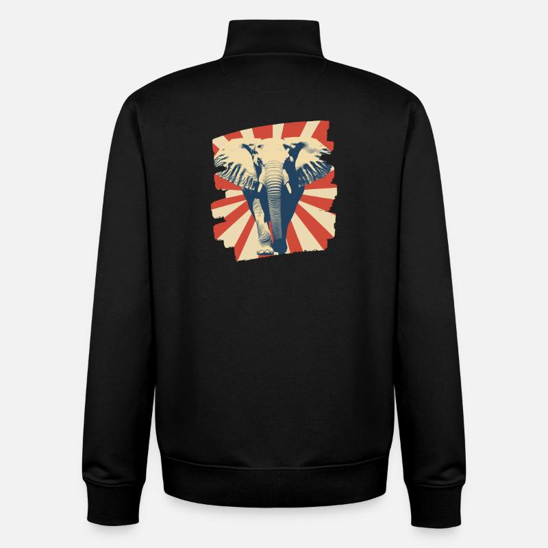 Éléphant - Sweat zippé unisexe en coton bio Stanley/Stella - noir