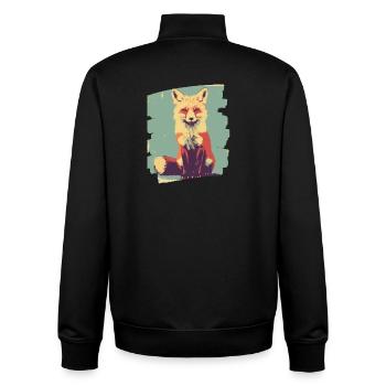 Renard Rétro - Sweat zippé unisexe en coton bio Stanley/Stella - noir - Dos - AI Model Male 185 light (185cm)