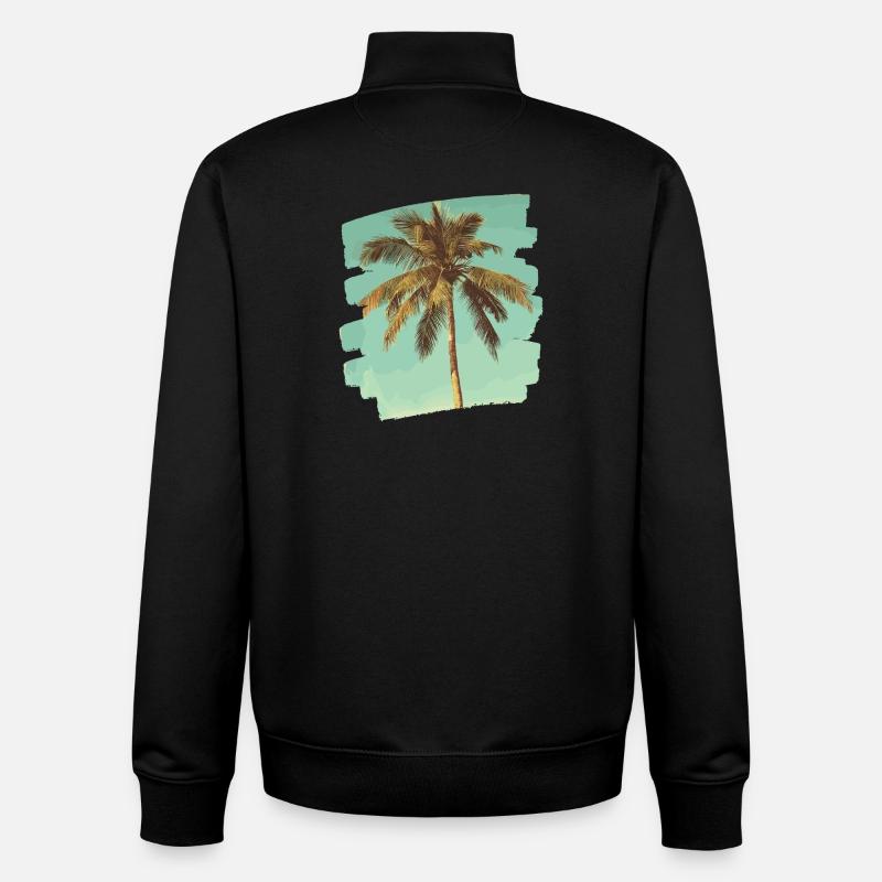 palmier rétro - Sweat zippé unisexe en coton bio Stanley/Stella - noir