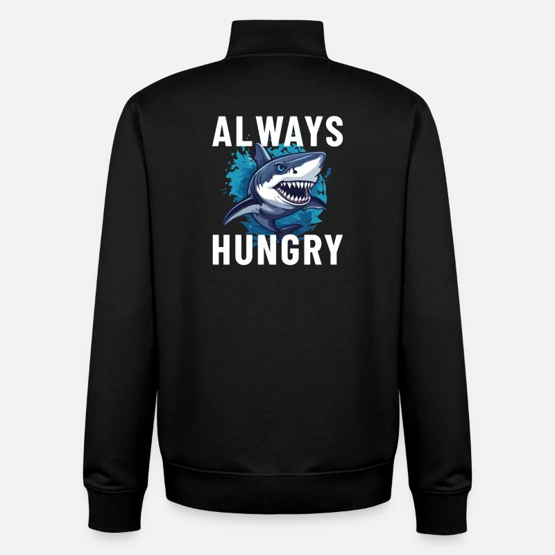 Requin toujours affamé - Sweat zippé unisexe en coton bio Stanley/Stella - noir
