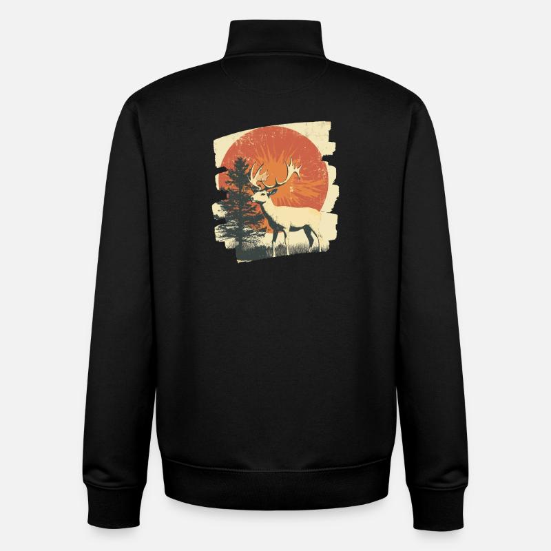 Hirsch mit Geweih - Unisex Organic Zip Sweatshirt von Stanley/Stella - Schwarz