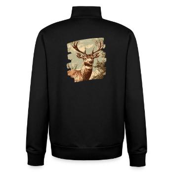Deer with antlers - Unisex Organic Zip Sweatshirt by Stanley/Stella - black - Back - AI Model Male 185 light (185cm)