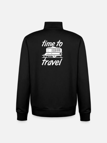 Caravan,Camping,Fun ShirtTime to travel (25) - Unisex Organic Zip Sweatshirt by Stanley/Stella - black