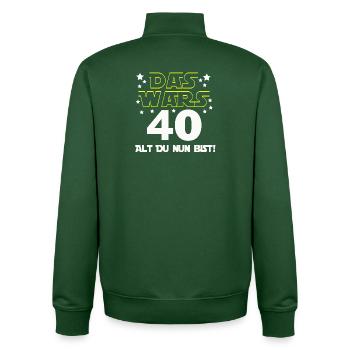 40. Geburtstag , Geburtstagsgeschenk Das wars (25) - Unisex Organic Zip Sweatshirt von Stanley/Stella - Flaschengrün - Hinten - AI Model Male 185 dark (185cm)