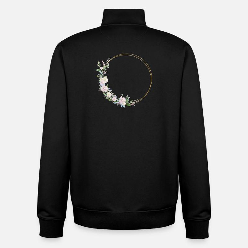Frühlings-Kranz- personalisierbar - Unisex Organic Zip Sweatshirt von Stanley/Stella - Schwarz