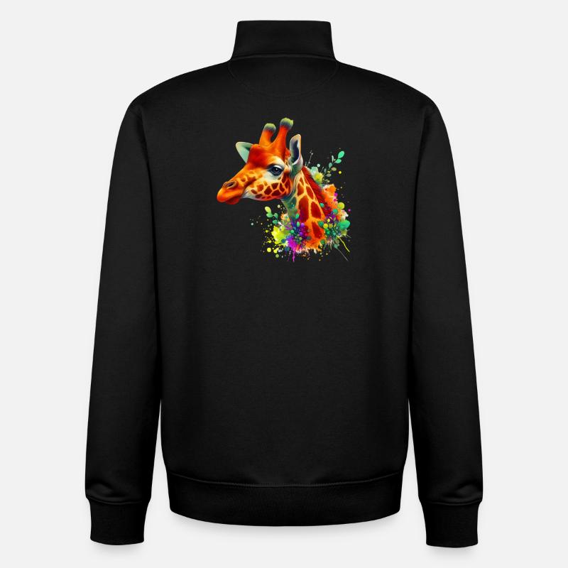 Girafe - Sweat zippé unisexe en coton bio Stanley/Stella - noir