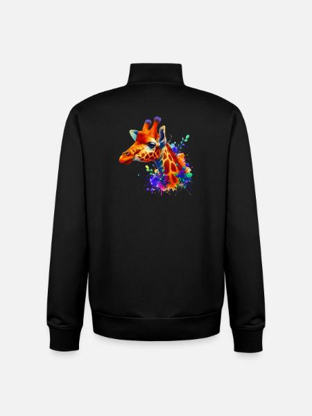 Girafe - Sweat zippé unisexe en coton bio Stanley/Stella - noir