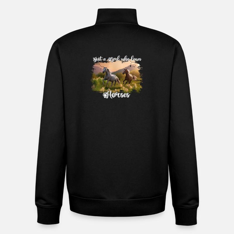 Amour Cheval Amour Illustration - Sweat zippé unisexe en coton bio Stanley/Stella - noir
