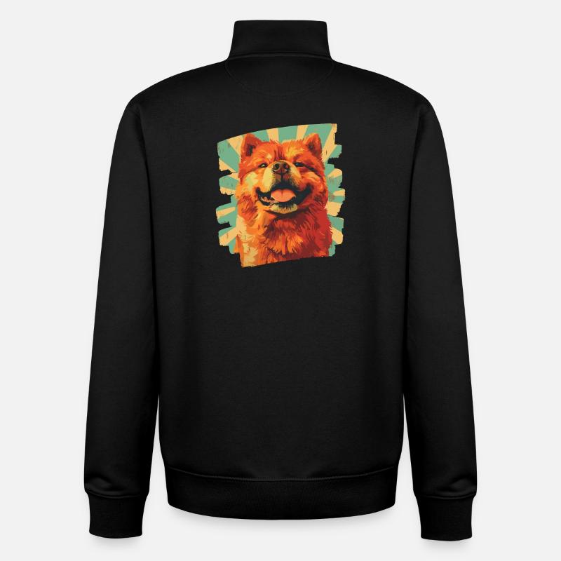 Chow Chow - Sweat zippé unisexe en coton bio Stanley/Stella - noir