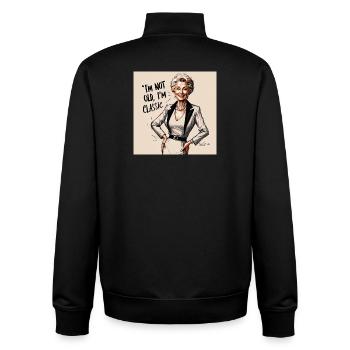 Ich bin nicht alt ich bin ein Klassiker - Unisex Organic Zip Sweatshirt von Stanley/Stella - Schwarz - Hinten - AI Model Male 185 light (185cm)