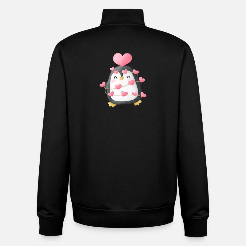 Pingouin affectueux avec décoration de cœur - Sweat zippé unisexe en coton bio Stanley/Stella - noir