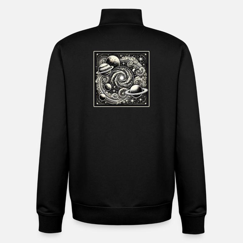 Univers Cosmique Style Rétro - Sweat zippé unisexe en coton bio Stanley/Stella - noir