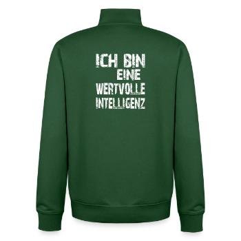 KI Spruch Ich bin eine wertvolle Intelligenz - Unisex Organic Zip Sweatshirt von Stanley/Stella - Flaschengrün - Hinten - AI Model Male 185 dark (185cm)