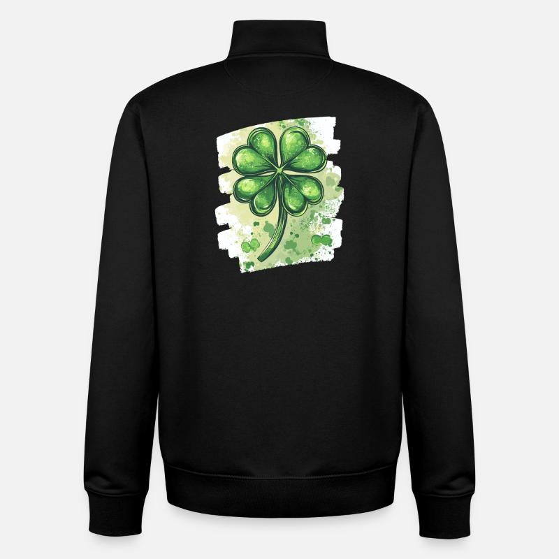 St. Patrick's Day Shamrock - Unisex Organic Zip Sweatshirt by Stanley/Stella - black