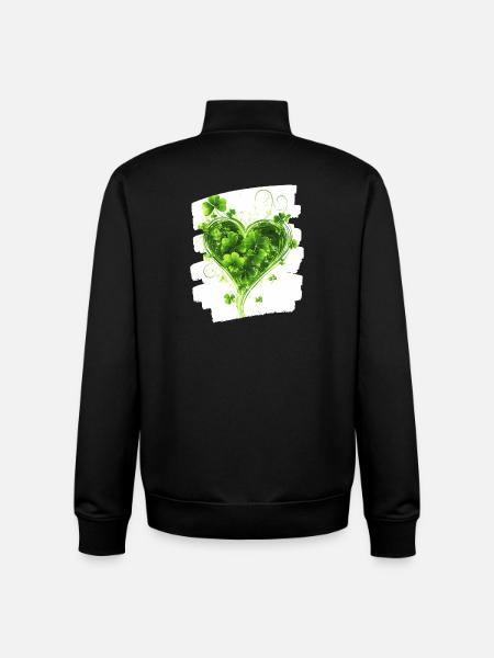 Saint-Patrick Shamrock Heart - Sweat zippé unisexe en coton bio Stanley/Stella - noir