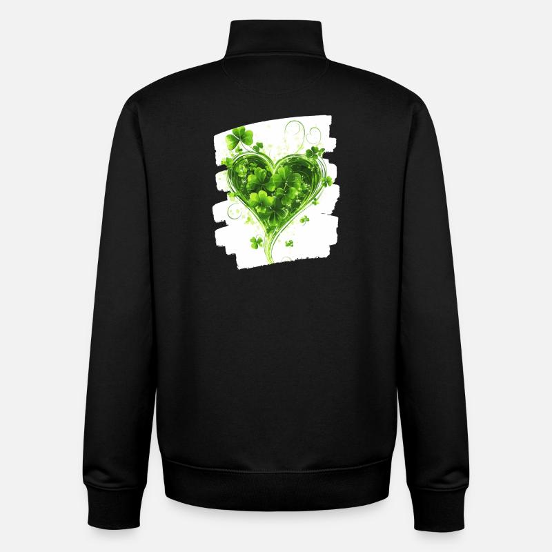 Saint-Patrick Shamrock Heart - Sweat zippé unisexe en coton bio Stanley/Stella - noir