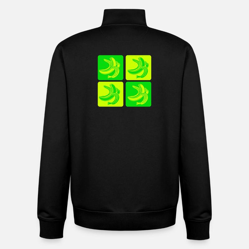 Bananes abstraites Pop Art Design - Sweat zippé unisexe en coton bio Stanley/Stella - noir