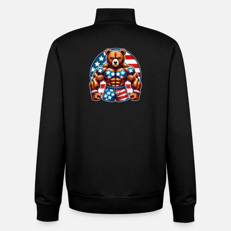 Muscle Bear USA - Unisex Organic Zip Sweatshirt by Stanley/Stella - black
