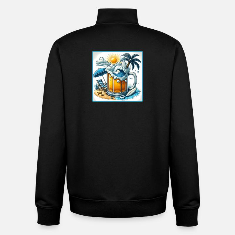 Beer & Beach – Les vacances parfaites - Sweat zippé unisexe en coton bio Stanley/Stella - noir