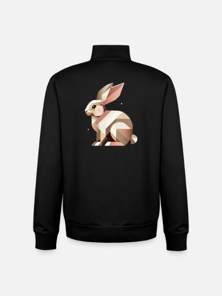 Charmante geometrie – Het abstracte konijn - Unisex sweater met rits van biologisch katoen Stanley/Stella - zwart