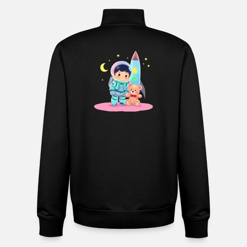 Astronaut with teddy bear - Unisex Organic Zip Sweatshirt by Stanley/Stella - black