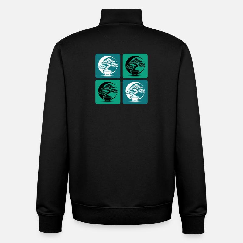 Bonsaï Yin Yang - Sweat zippé unisexe en coton bio Stanley/Stella - noir