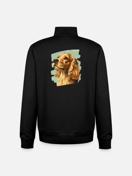 Cocker Spaniel - Sweat zippé unisexe en coton bio Stanley/Stella - noir