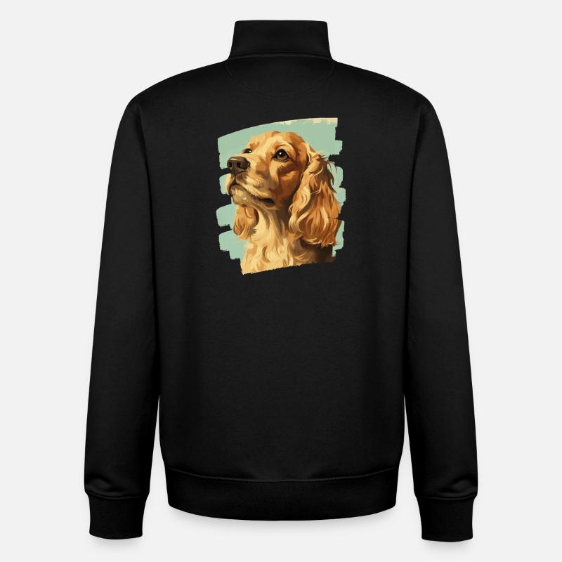 Cocker Spaniel - Sweat zippé unisexe en coton bio Stanley/Stella - noir