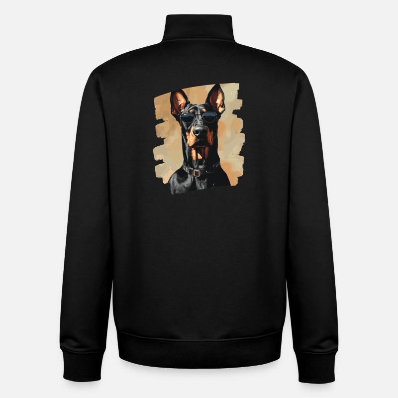 Doberman - Sweat zippé unisexe en coton bio Stanley/Stella - noir