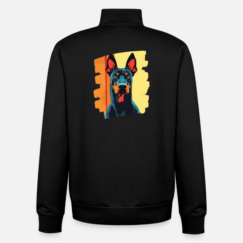 Doberman - Sweat zippé unisexe en coton bio Stanley/Stella - noir