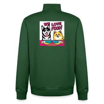Comic Dogs - We Love Food - Unisex Organic Zip Sweatshirt von Stanley/Stella - Flaschengrün - Hinten - AI Model Male 185 dark (185cm)