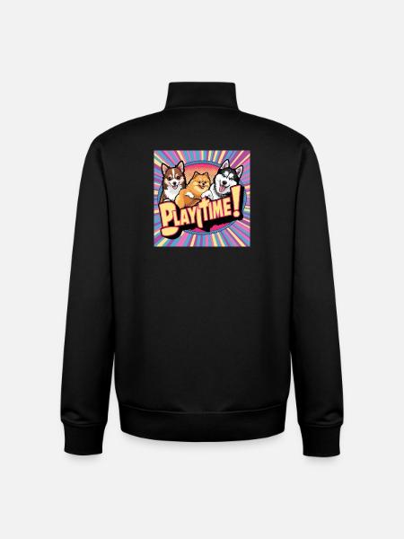 Comic Dogs - Playtime - Unisex Organic Zip Sweatshirt by Stanley/Stella - black