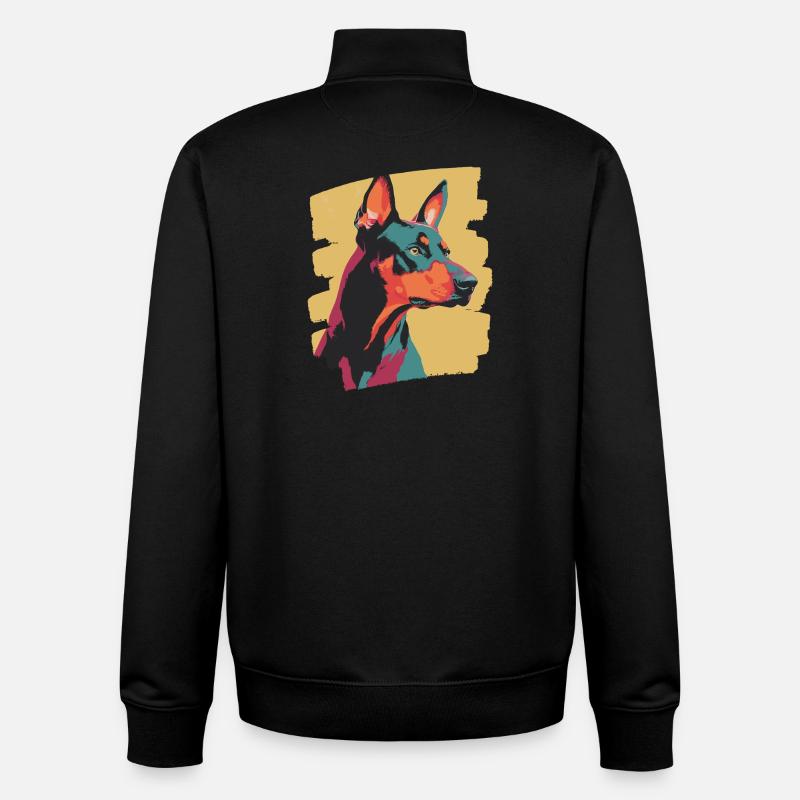 Doberman - Sweat zippé unisexe en coton bio Stanley/Stella - noir
