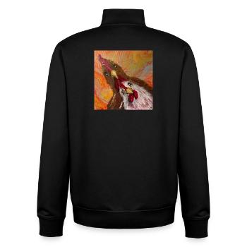 Coq et poulet - Sweat zippé unisexe en coton bio Stanley/Stella - noir - Dos - AI Model Male 185 light (185cm)
