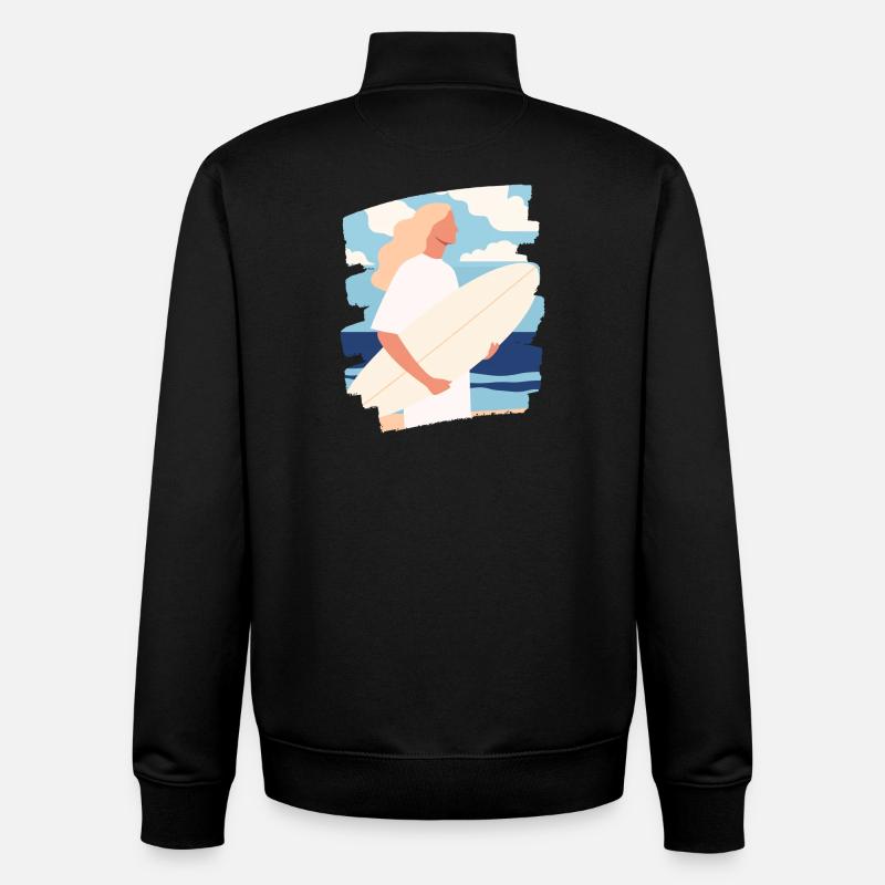 Surfeur - Sweat zippé unisexe en coton bio Stanley/Stella - noir