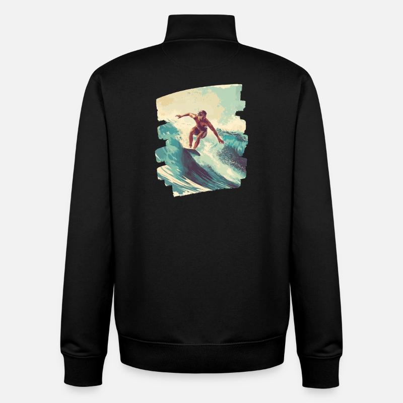 Surfeur - Sweat zippé unisexe en coton bio Stanley/Stella - noir